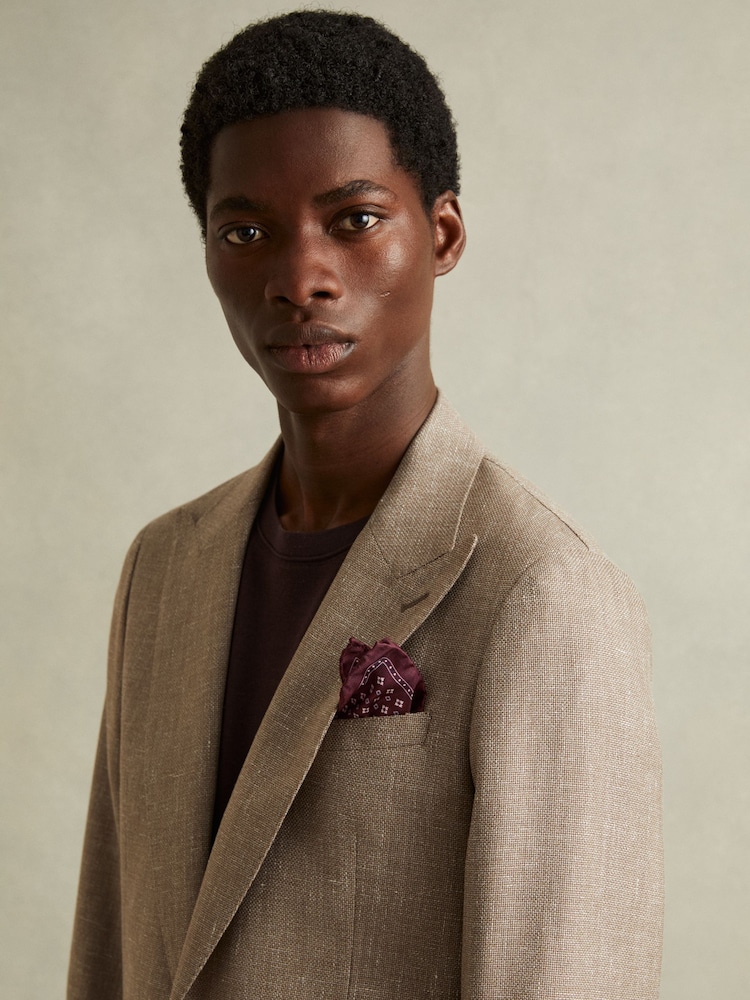 Reiss Bordeaux Pulcino Reversible Silk Pocket Square - Image 2 of 5