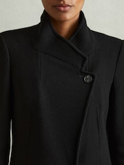 Reiss Black Maude Wool-Blend Longline Double-Breasted Coat - Image 3 of 6