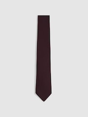 Reiss Bordeaux Baratti Plain Woven Tie with Silk and Wool - Image 1 of 4
