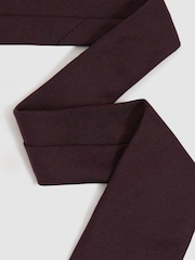 Reiss Bordeaux Baratti Plain Woven Tie with Silk and Wool - Image 2 of 4