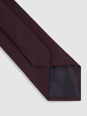 Reiss Bordeaux Baratti Plain Woven Tie with Silk and Wool - Image 3 of 4