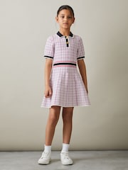 Reiss Pink Bella 4-9 yrs Knitted Metallic Polo-Neck Dress - Image 1 of 4
