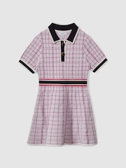 Reiss Pink Bella 4-9 yrs Knitted Metallic Polo-Neck Dress - Image 2 of 4