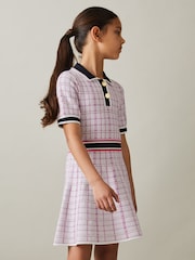 Reiss Pink Bella 4-9 yrs Knitted Metallic Polo-Neck Dress - Image 3 of 4