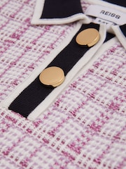 Reiss Pink Bella 4-9 yrs Knitted Metallic Polo-Neck Dress - Image 4 of 4