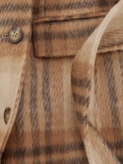 Reiss Brown Maeve 9-13 yrs Checked Wool Blend Blindseam Coat - Image 5 of 5