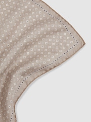 Reiss Oatmeal Pulcino Reversible Silk Pocket Square - Image 4 of 5