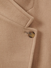 Reiss Light Camel Maude Petite Wool Blend Longline Double Breasted Coat - Image 8 of 8