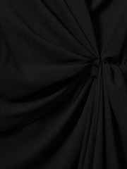 Reiss Black Whitney Wrap Front Twist Detail Midi Dress - Image 5 of 5