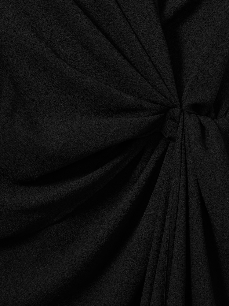 Reiss Black Whitney Wrap Front Twist Detail Midi Dress - Image 5 of 5