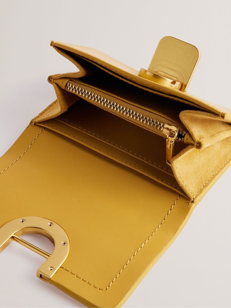 Ted Baker Yellow Small Imperia Lock Detail Fold Over Purse - Image 2 of 4