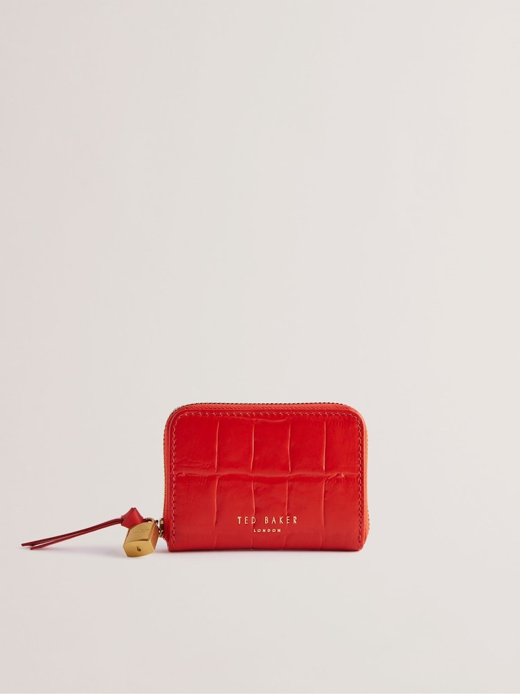 Ted Baker Red Small Wesmin Padlock Detail Leather Purse - Image 1 of 4