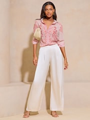 Lipsy Pink Chiffon Long Sleeve Button Through Blouse - Image 3 of 4