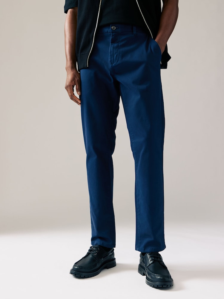 Navy Slim Chinos Trousers - Image 2 of 4