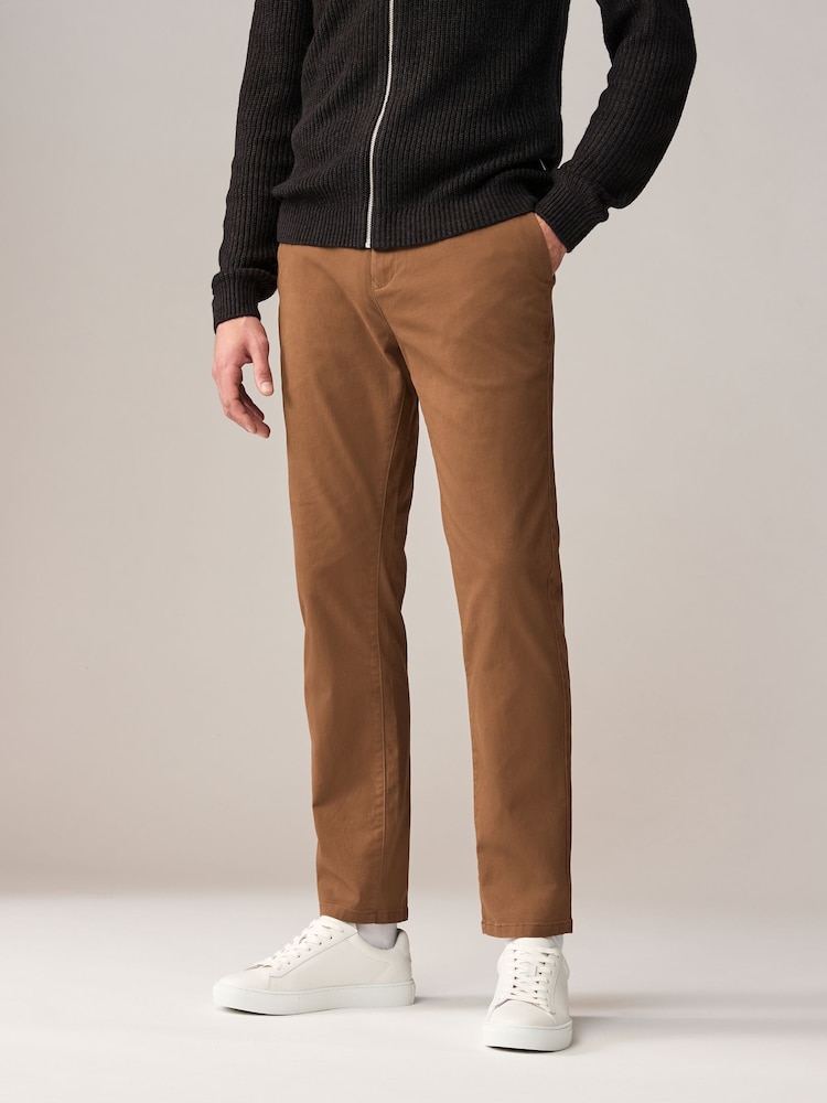 Tan Brown Slim Chinos Trousers - Image 1 of 5