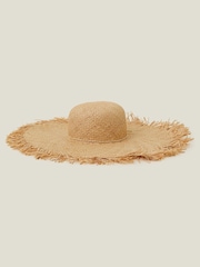 Accessorize Brown Raw Edge Floppy Hat - Image 1 of 4