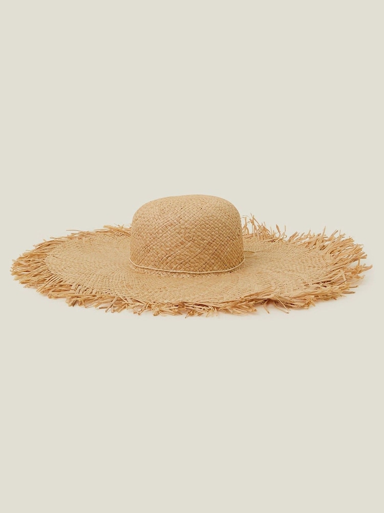 Accessorize Brown Raw Edge Floppy Hat - Image 1 of 4 Accessorize Brown Raw Edge Floppy Hat - Image 1 of 4
