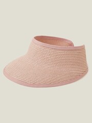 Accessorize Pink Straw Visor Hat - Image 1 of 3