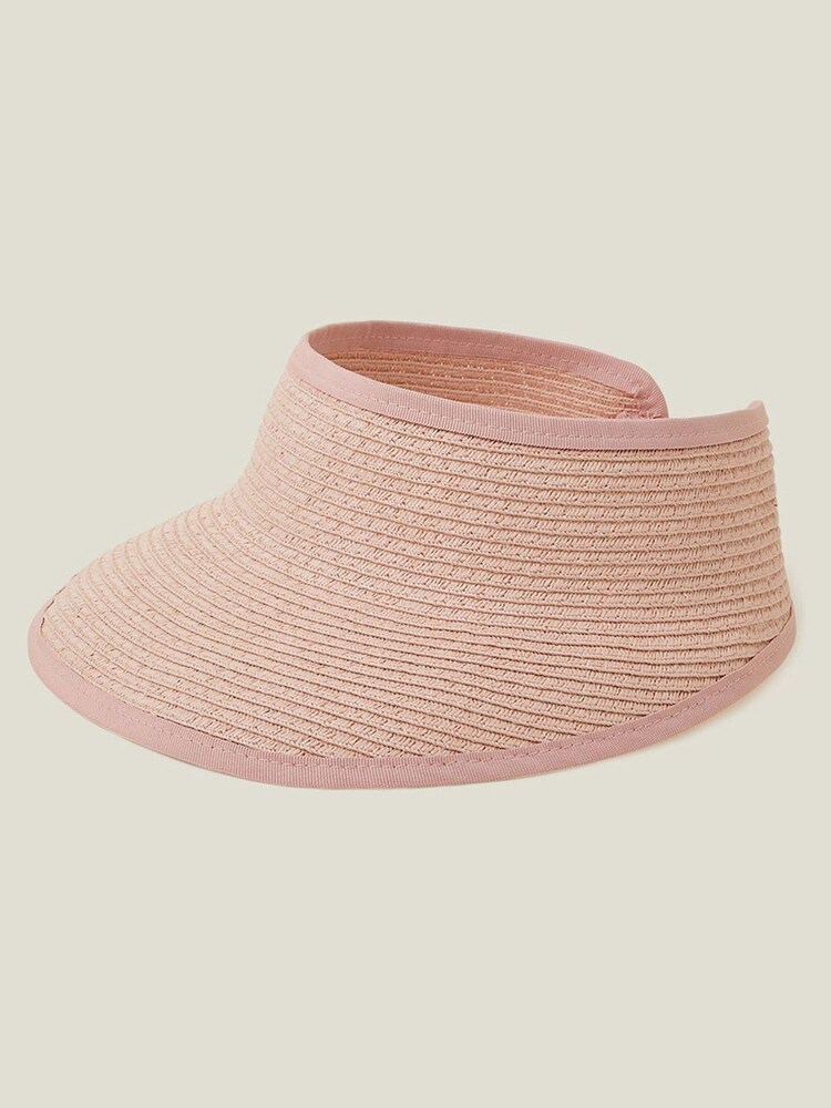 Accessorize Pink Straw Visor Hat - Image 1 of 3