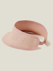 Accessorize Pink Straw Visor Hat - Image 2 of 3