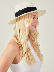 Accessorize White Louise Fedora Hat - Image 1 of 1
