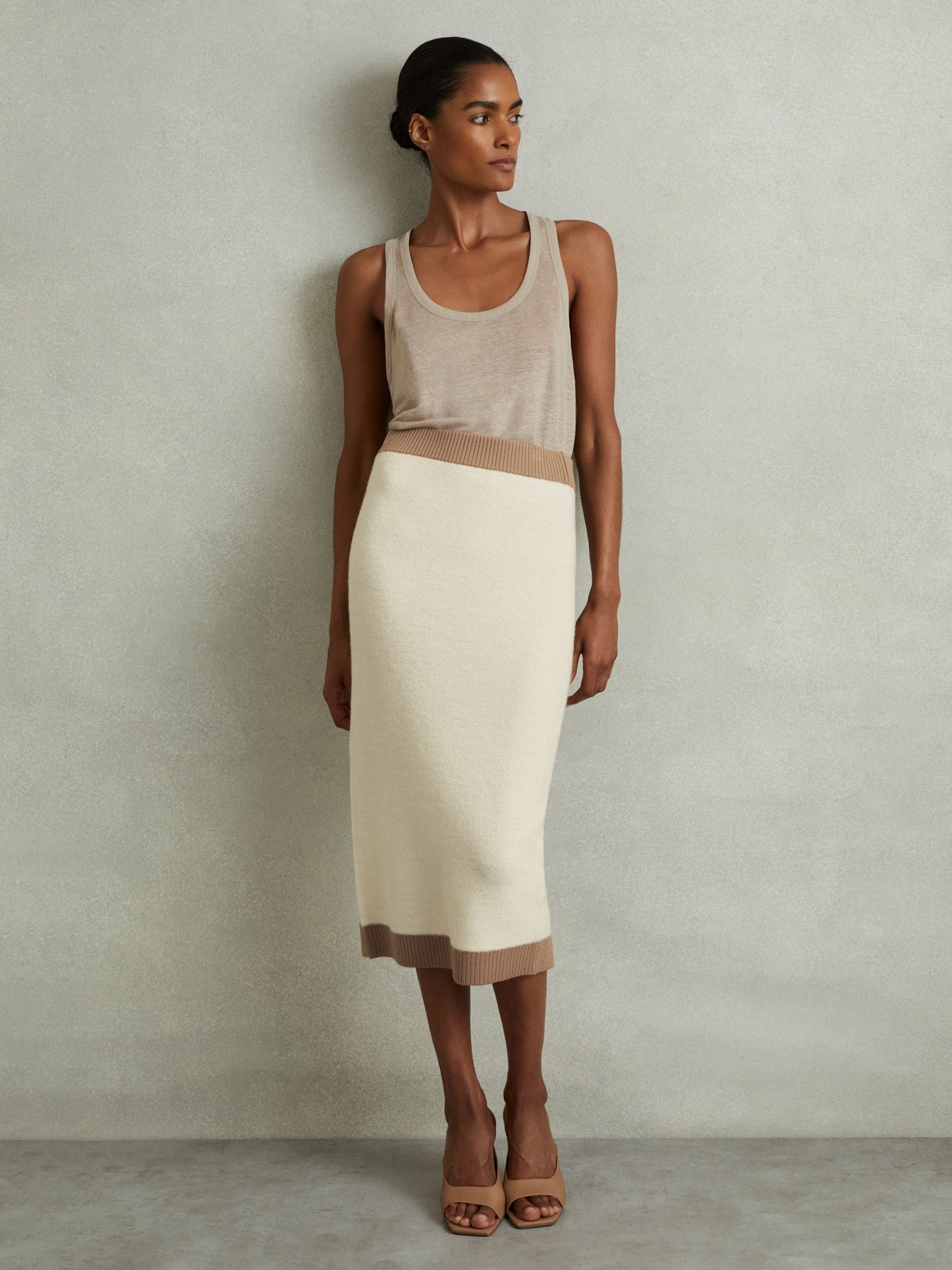 Buy Reiss Cream Camel Nia Wool Midi Pencil Skirt from Next USA