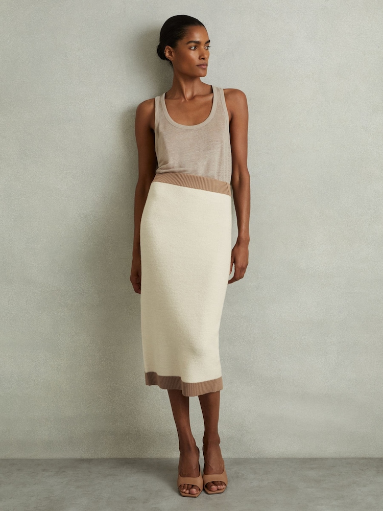 Buy Reiss Cream/Camel Nia Wool Midi Pencil Skirt from the Next UK