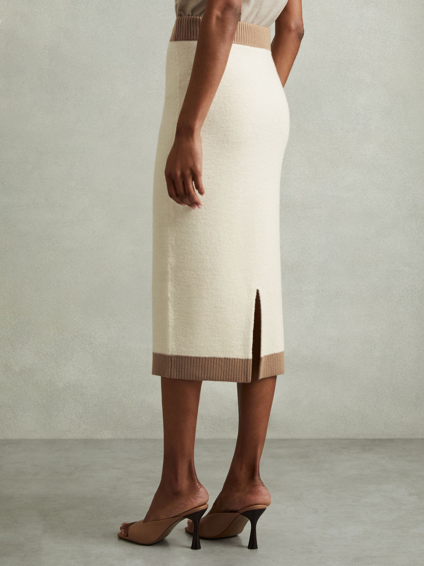 Buy Reiss Cream/Camel Nia Wool Midi Pencil Skirt from Next USA