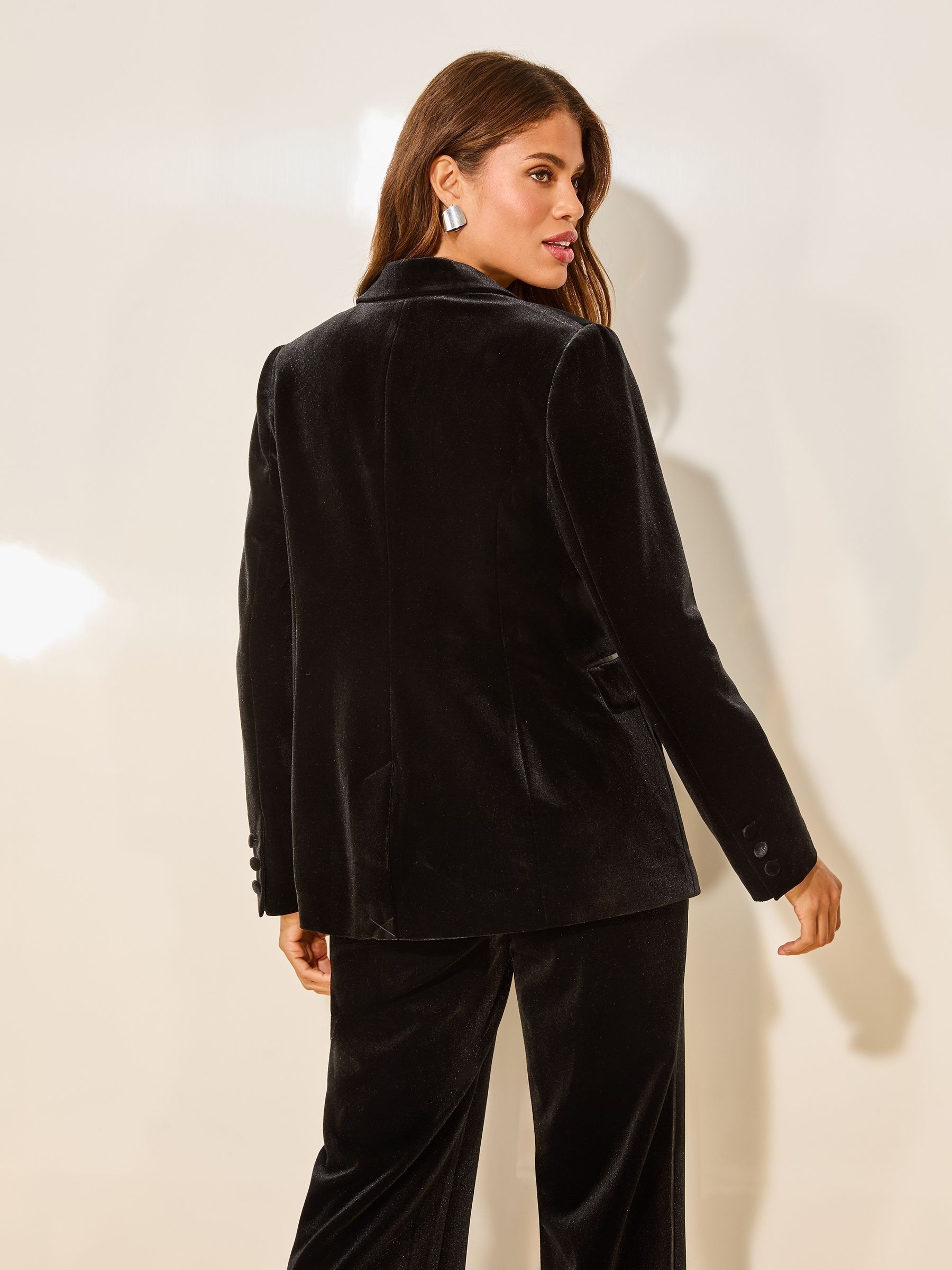 Buy Lipsy Black Velvet Premium Cut Velvet Single Breasted