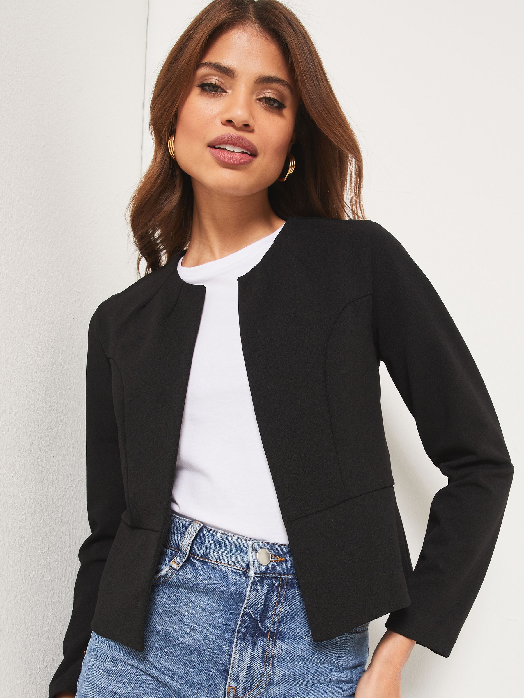 Buy Lipsy Black Cropped Collarless Blazer Jacket from Next Luxembourg