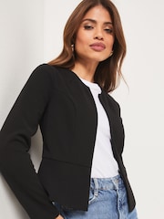 Lipsy Black Cropped Collarless Blazer Jacket - Image 4 of 4