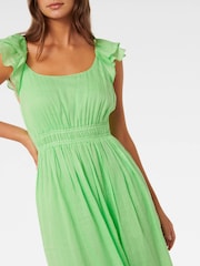 Forever New Green Tonya Flutter Sleeves Dress - Image 2 of 4