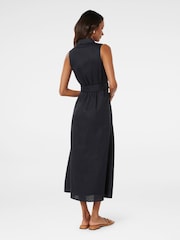 Forever New Blue Pure Linen Gabbie Petite Button Midi Dress - Image 4 of 4