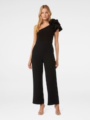 Forever New Black Celeste One Shoulder Ruffle Jumpsuit - Image 1 of 4