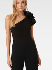 Forever New Black Celeste One Shoulder Ruffle Jumpsuit - Image 2 of 4