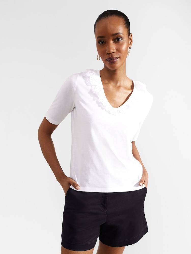 Hobbs White Mariella 100% Cotton Top - Image 1 of 4