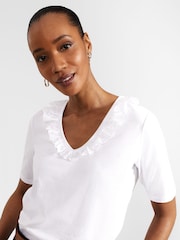 Hobbs White Mariella 100% Cotton Top - Image 3 of 4