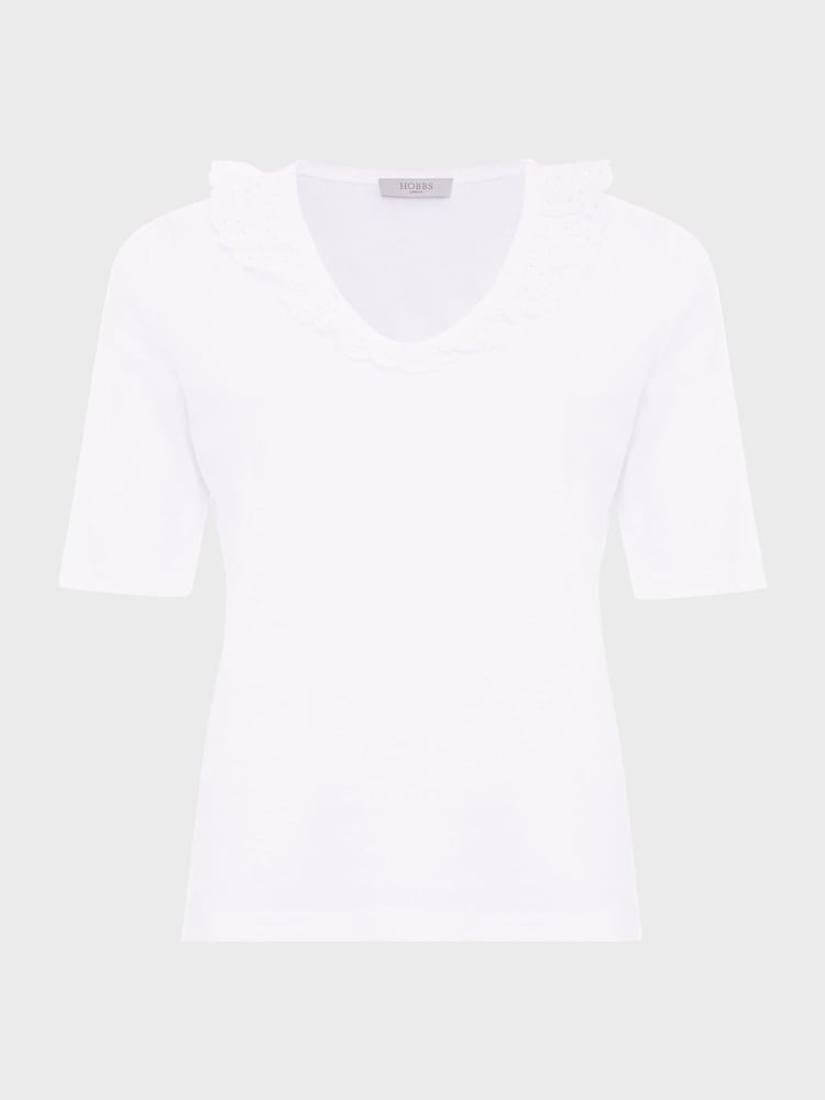 Hobbs White Mariella 100% Cotton Top - Image 4 of 4