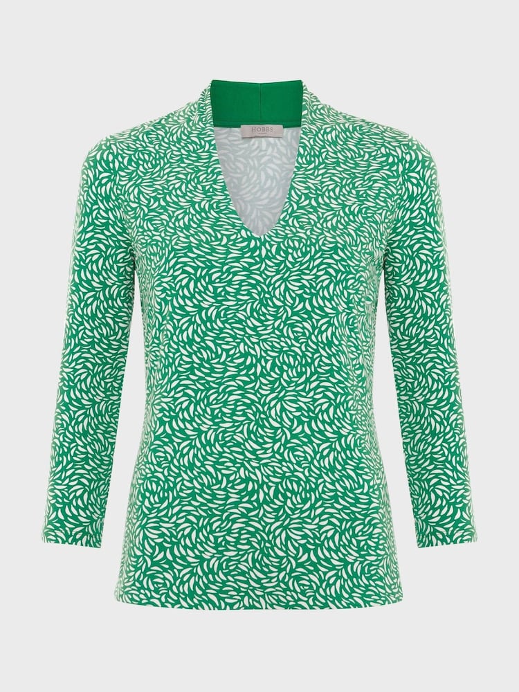 Hobbs Green Ground 100% Cotton Maddy Printed Top - Image 4 of 4 Hobbs Green Ground 100% Cotton Maddy Printed Top - Image 4 of 4