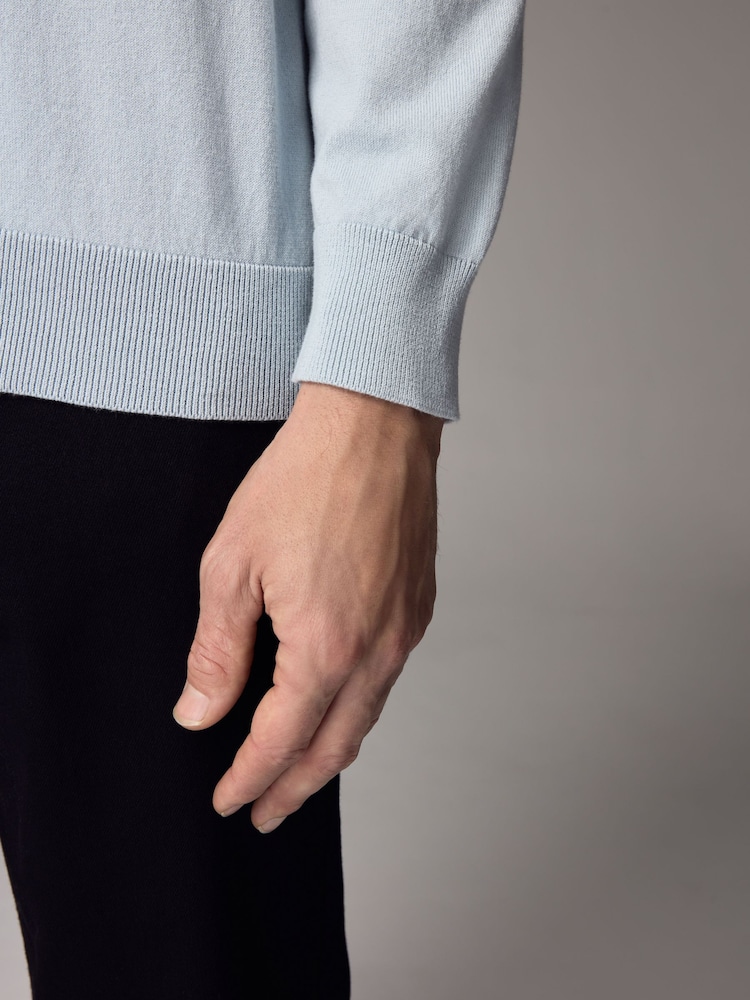Blue Light Slim Fit Knitted Long Sleeve Polo Shirt - Image 6 of 6