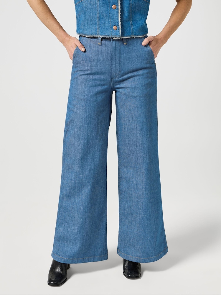Wrangler Blue Trouser Fit Wide Leg Jeans - Image 1 of 6