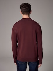 Red/Brown Slim Fit Knitted Long Sleeve Polo Shirt - Image 3 of 5