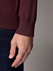Red/Brown Slim Fit Knitted Long Sleeve Polo Shirt - Image 5 of 5