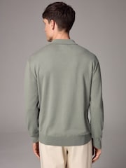 Green Sage Slim Fit Knitted Long Sleeve Polo Shirt - Image 3 of 6