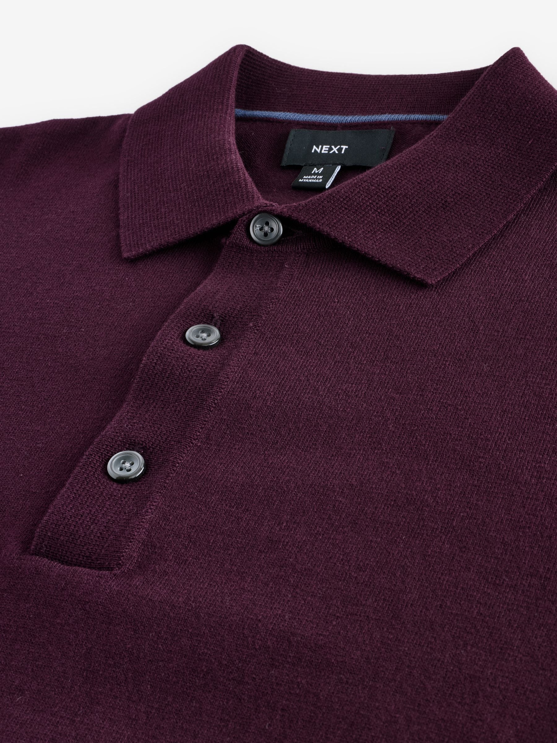 海外ファッションブランド通販サイト【公式】 Red Burgundy Shirt Polo Sleeve Long Knitted Fit Slim トップス