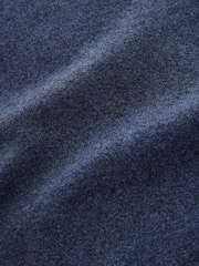 Navy Blue Marl Slim Fit Knitted Long Sleeve Polo Shirt - Image 7 of 8