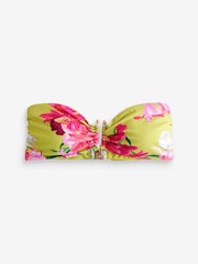 Kew Collection Lime Green/Pink Floral U-Trim Bandeau Bikini Top - Image 5 of 5