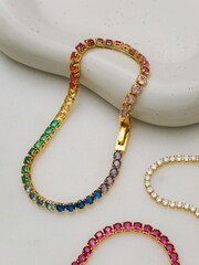 Orelia London Gold Plated Rainbow Tennis Bracelet - Image 2 of 3