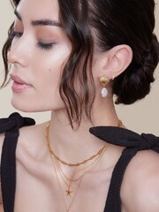 Orelia London Gold Plated Shell & Pearl Drop Earrings - Image 2 of 4