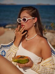 Orelia London Gold Plated Shell & Pearl Drop Earrings - Image 3 of 4